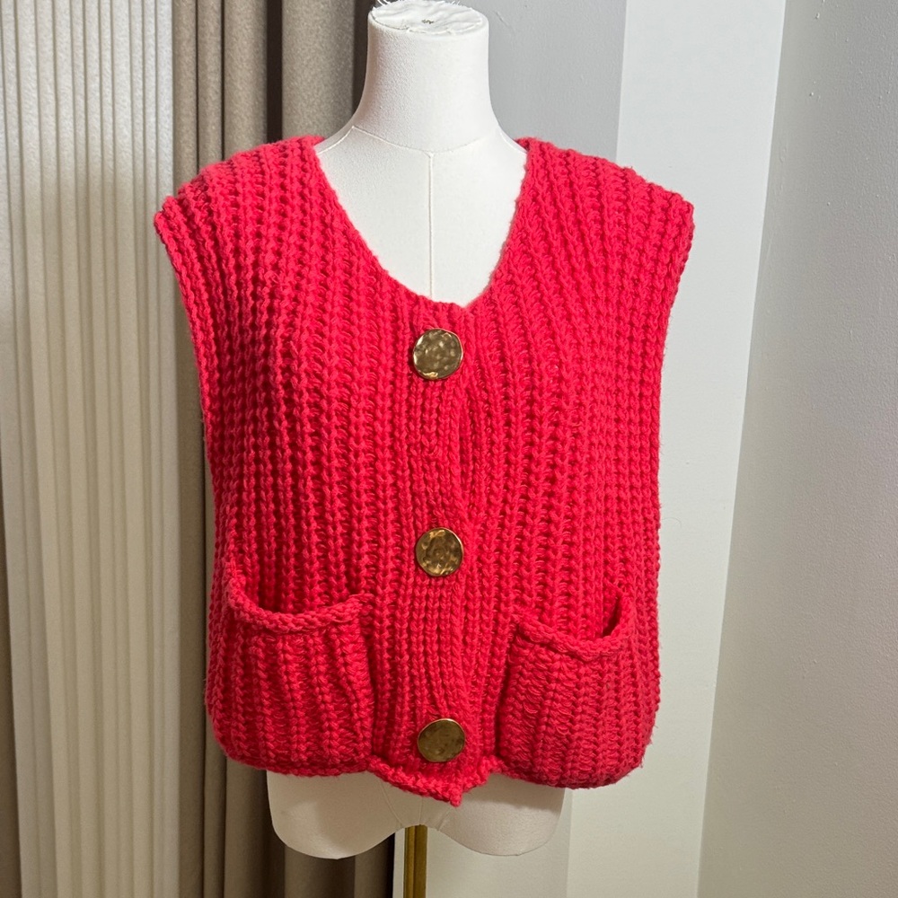 Vibrant Knit V-Neck Sweater Vest